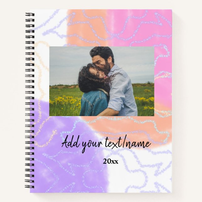 Cuaderno simple minimal customized name monogram couple  th (Anverso)