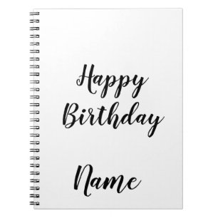 Cuaderno simple minimal happy birthday add your name