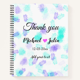Cuaderno Simple minimal thank you couple name heart glitter