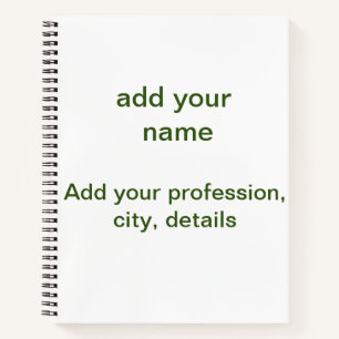 Cuaderno Simple minimal verde añade tu texto nombre foto pe