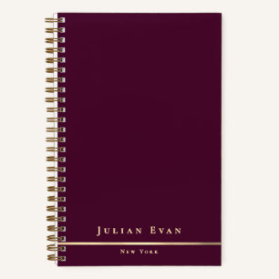 Cuaderno Simple Minimal Vino Burgundy & Dorado Spiral Brill