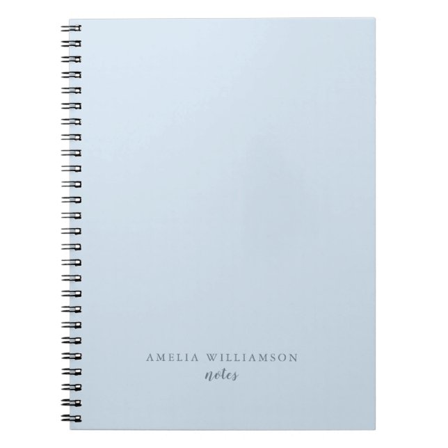 Cuaderno Simple Minimalist Soft Blue Personalized Name (Frente)