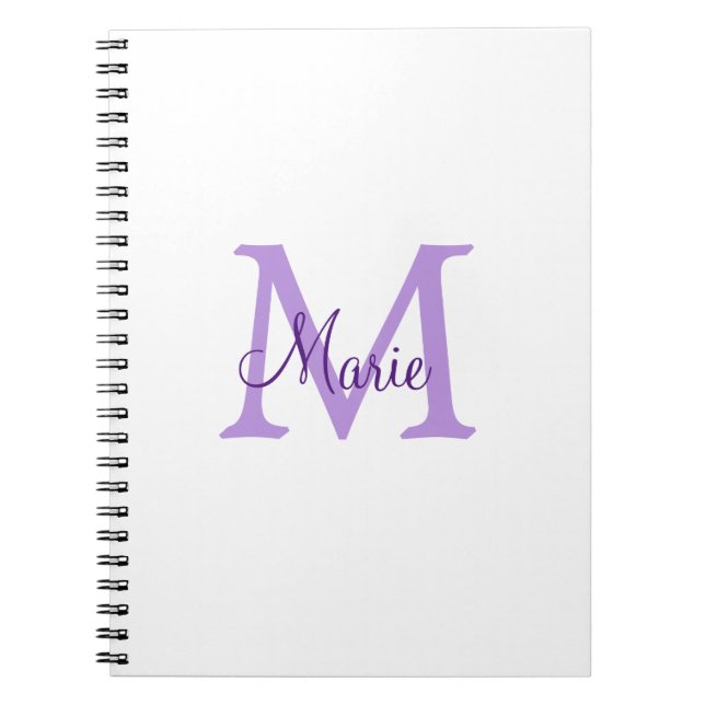 Cuaderno simple mínimo añadir nombre monograma rojo rosado (Frente)
