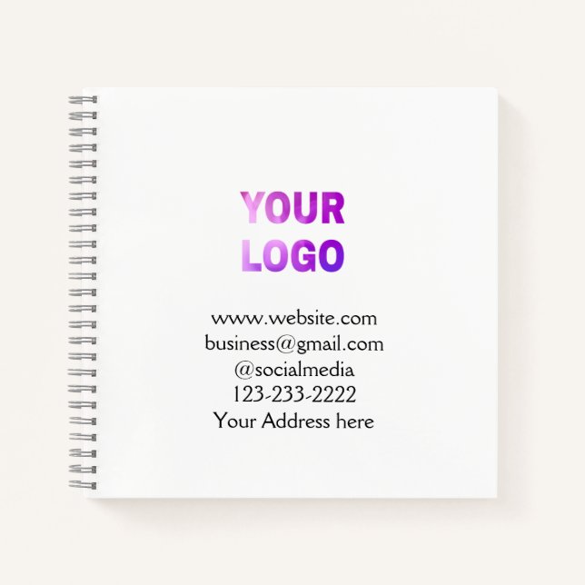 Cuaderno simple mínimo añadir su logotipo/diseño aquí texto (Anverso)