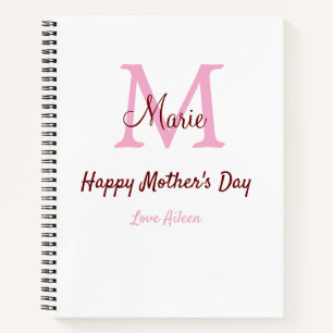 Cuaderno simple mínimo día de la madre monograma nombre ros