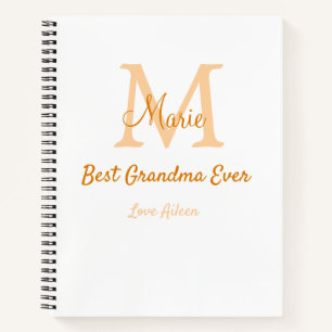 Cuaderno simple mínimo mejor Abuela jamás naranja monograma