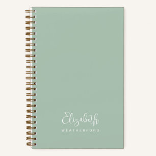 Cuaderno Simple Mint Mint Green Calligraphy Script Name
