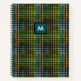 Cuaderno Simple Modern Tartán Verde Teal Marrón Cuadros Mon