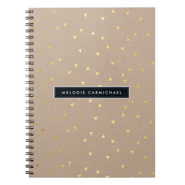 Cuaderno SIMPLE moderna geo confetti patrón oro Relieve met (Frente)