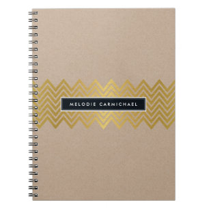 Cuaderno SIMPLE moderna lindo patrón de chevron oro Relieve