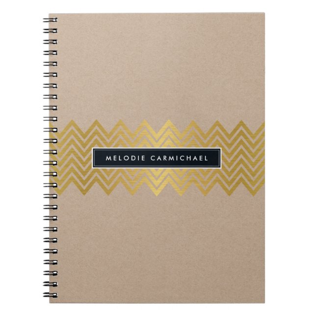 Cuaderno SIMPLE moderna lindo patrón de chevron oro Relieve (Frente)