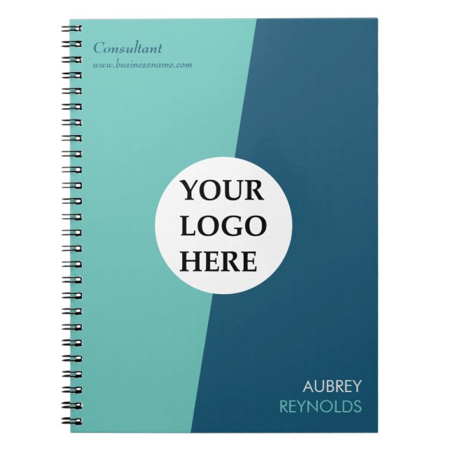 Cuaderno Simple Moderno Profesional Azul Verde Personalizad (Frente)