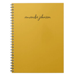 Cuaderno Simple Monograma Amarillo Mínimo Agregar Nombre Co