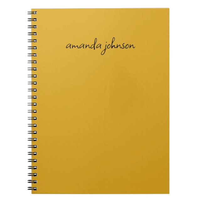 Cuaderno Simple Monograma Amarillo Mínimo Agregar Nombre Co (Frente)