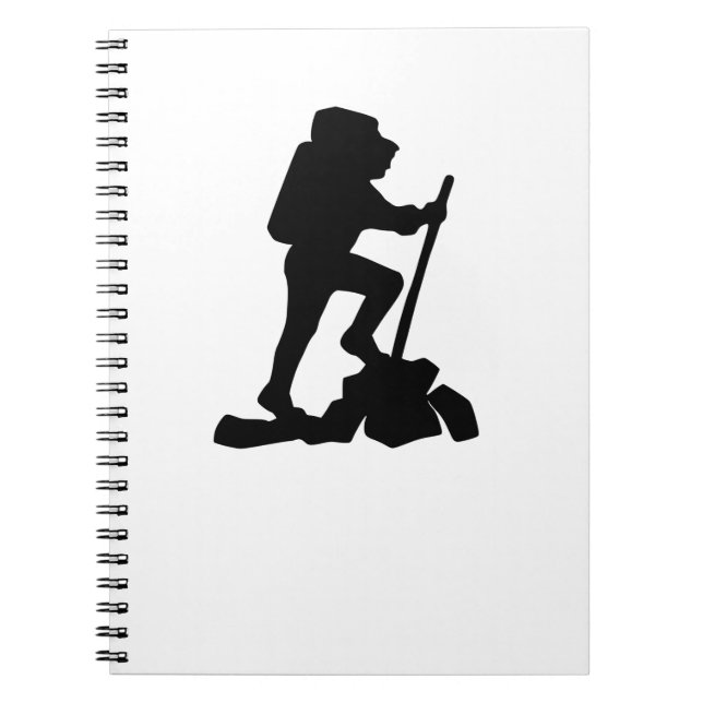 Cuaderno simple montañismo hombre negro silueta (Frente)