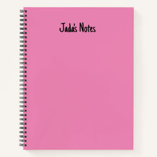Cuaderno Simple nombre personalizado cubierta rosa brillant