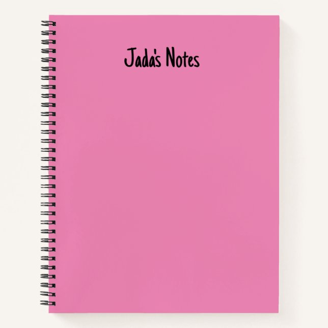 Cuaderno Simple nombre personalizado cubierta rosa brillant (Anverso)