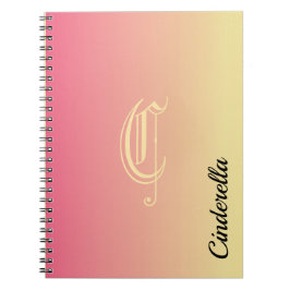 Cuaderno Simple nombre personalizado rosa y dorado de dos t