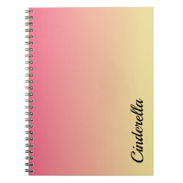Cuaderno Simple nombre personalizado rosa y dorado de dos t