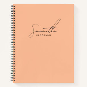 Cuaderno Simple Peach y Black Handwriter Script Personal