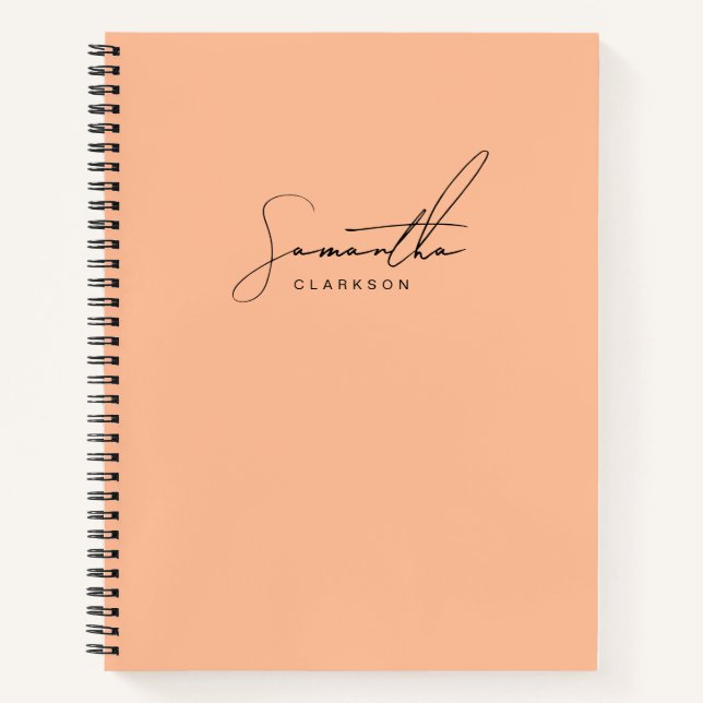 Cuaderno Simple Peach y Black Handwriter Script Personal (Anverso)