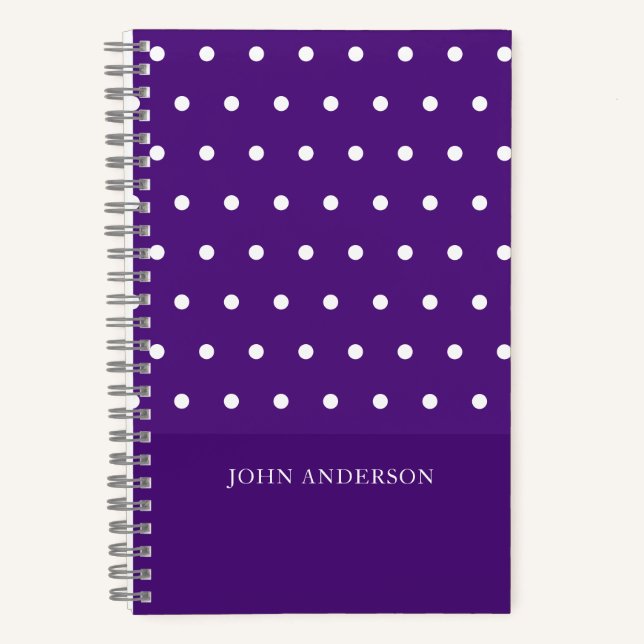 Cuaderno Simple Personalizado Funky Purple Polka Dots Patte (Anverso)