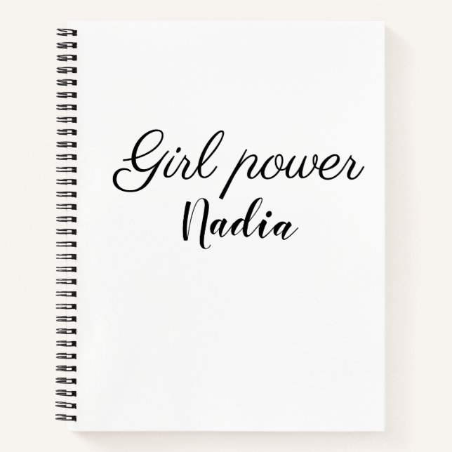 Cuaderno simple poder de chica minimal agregar nombre texto (Anverso)