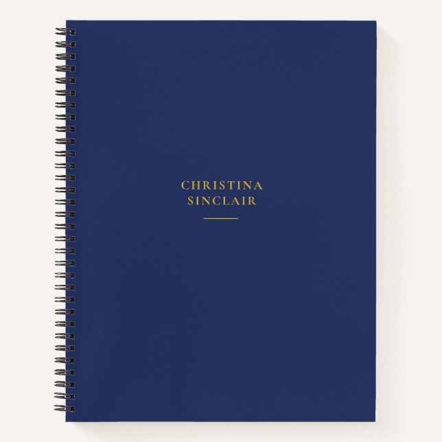 Cuaderno Simple Profesional Empresarial Azul Marino Dorado  (Anverso)