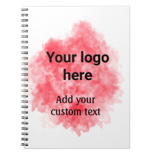 Cuaderno Simple rojo acuarela agregue su logotipo texto per
