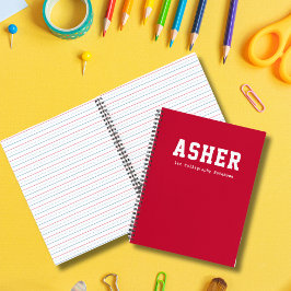 Cuaderno Simple Rojo Personalizado Calligraphy Jardín de In