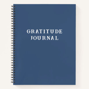 Cuaderno Simple Typografía Gratitude Journal En Indigo Blue
