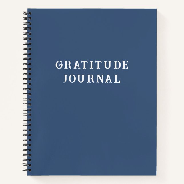 Cuaderno Simple Typografía Gratitude Journal En Indigo Blue (Anverso)