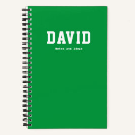 Cuaderno simple verde de notas e ideas de renglone