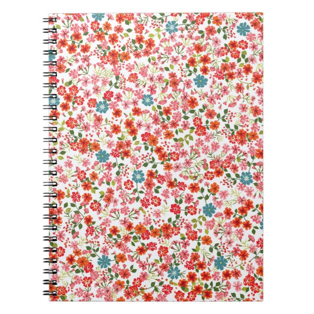 Cuaderno Simple y lindo patrón en flores de pequeña escala. (Frente)