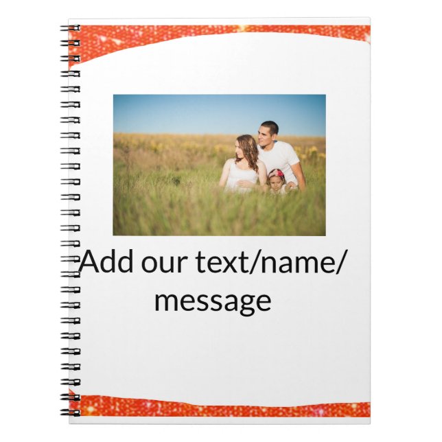 Cuaderno Simple y mínimo añadir tu purpurina de texto de fo (Frente)