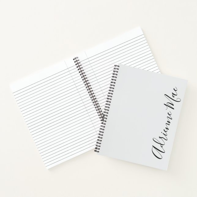 Cuaderno Simplemente elegante moderno plateado personalizad (Interior)