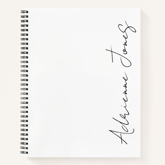 Cuaderno Simplemente su nombre blanco y negro (Anverso)
