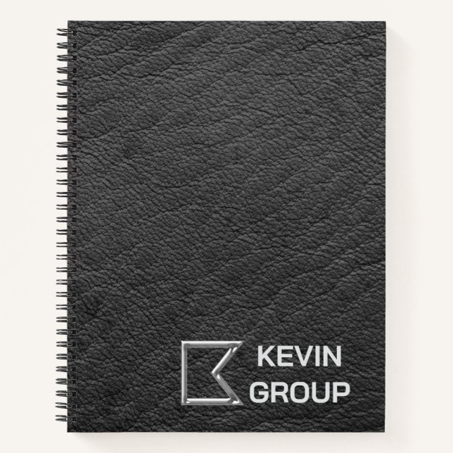 Cuaderno Simulated Black Leather Business Logo (Anverso)