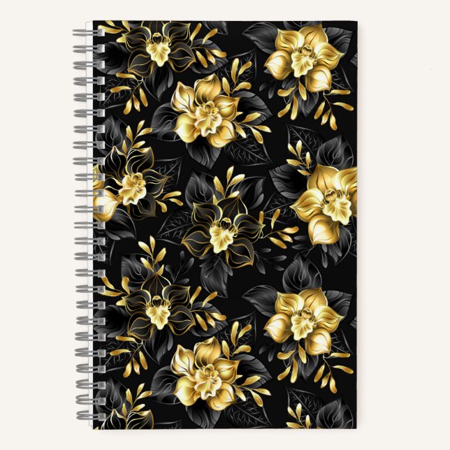 Cuaderno Sin inconvenientes con las orquídeas de joyas (Anverso)