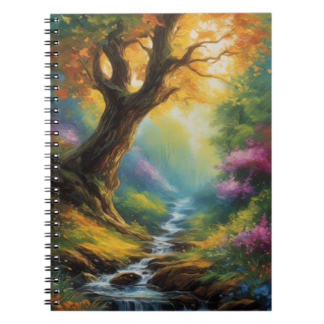 Cuaderno Sinfonía, corriente y bosque vibrante de la natura (Frente)