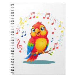 Cuaderno **Singing Parrot – Cute Parrot Singing Illustratio