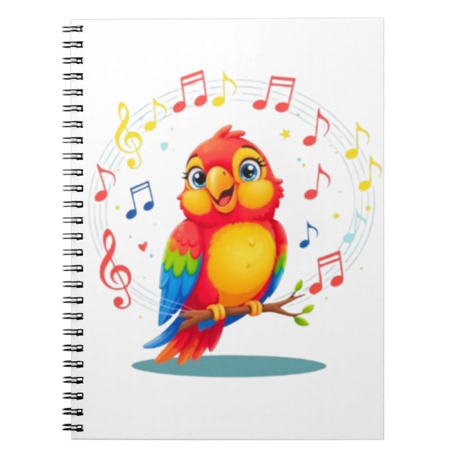 Cuaderno **Singing Parrot – Cute Parrot Singing Illustratio (Frente)
