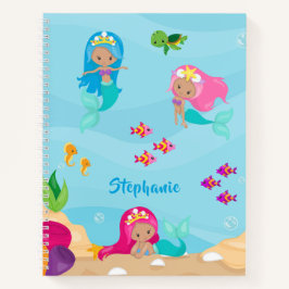 Cuaderno Sirena Bonita Personalizada Bajo el Mar Femenina