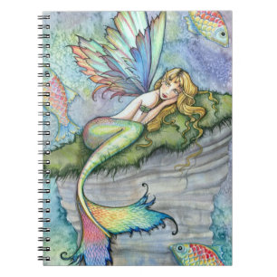 Cuaderno Sirena Colorida y Pez Carpa Arte de Fantasía