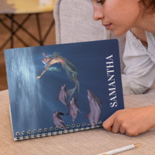 Cuaderno Sirena con amigos delfines océano 