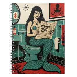 Cuaderno Sirena de mediados de siglo en el inodoro leyendo