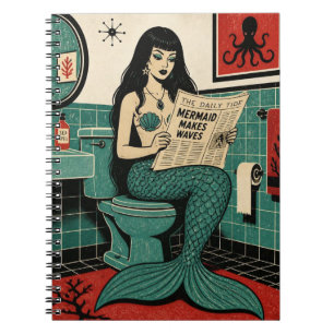 Cuaderno Sirena de mediados de siglo en el inodoro leyendo