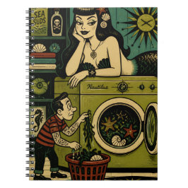 Cuaderno Sirena divertida de mediados de siglo día de lavad