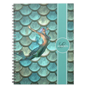 Cuaderno Sirena En Escalas De Cola De Sirena - Personalizad