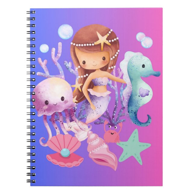 Cuaderno Sirena Mágica Linda Púrpura  (Frente)